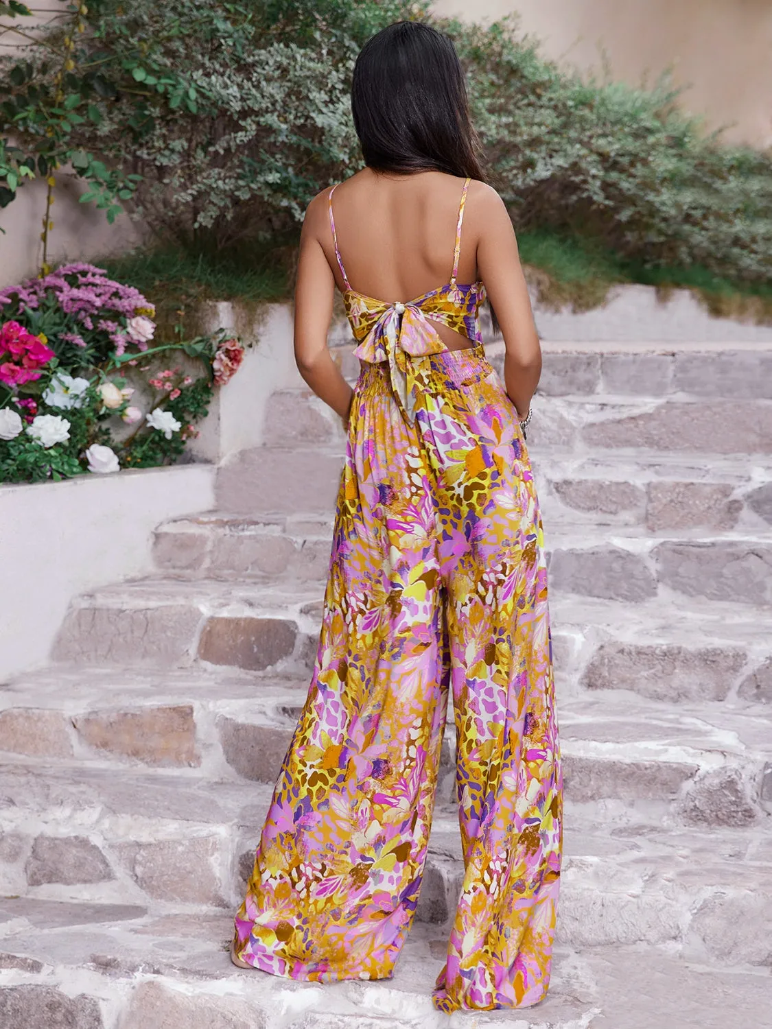 🌸 Cutout Printed Spaghetti Strap Jumpsuit 🌸
