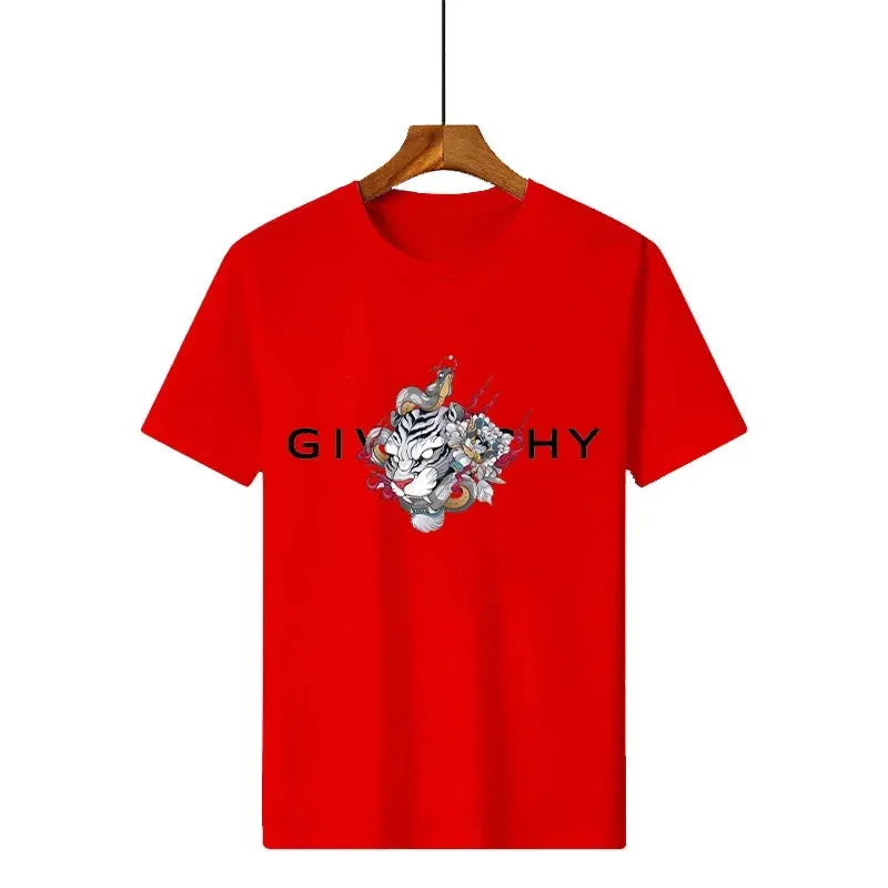 100% Cotton Luxury T-shirt Summer Short Sleeve Tee Men's Fashion Round Neck Top