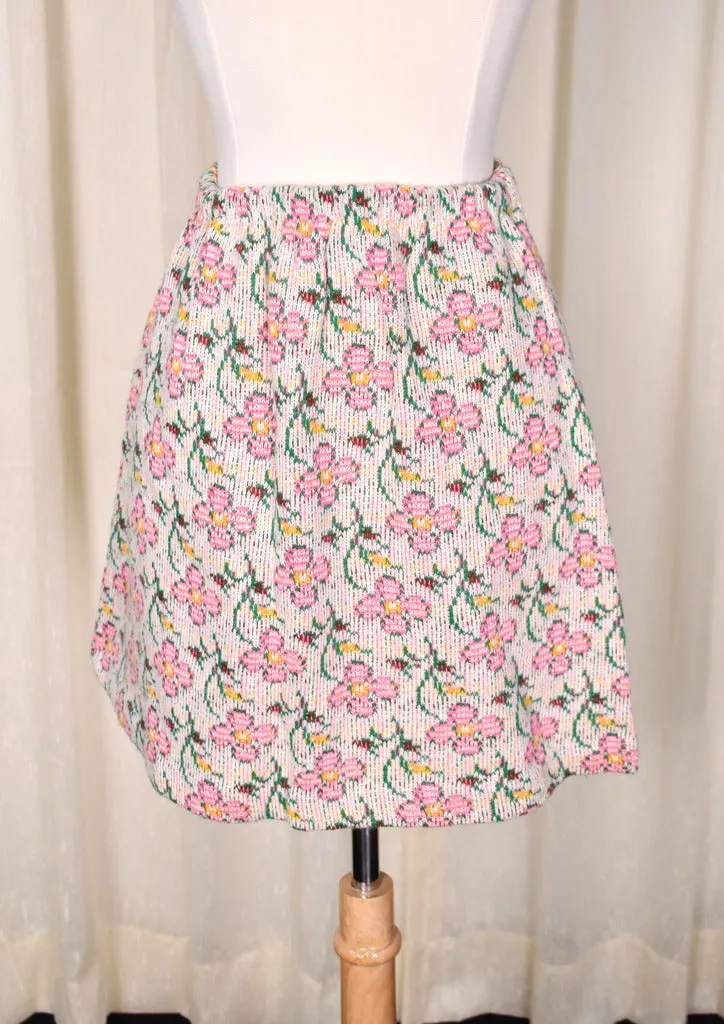 1960s Neon Pink Floral Knit Set