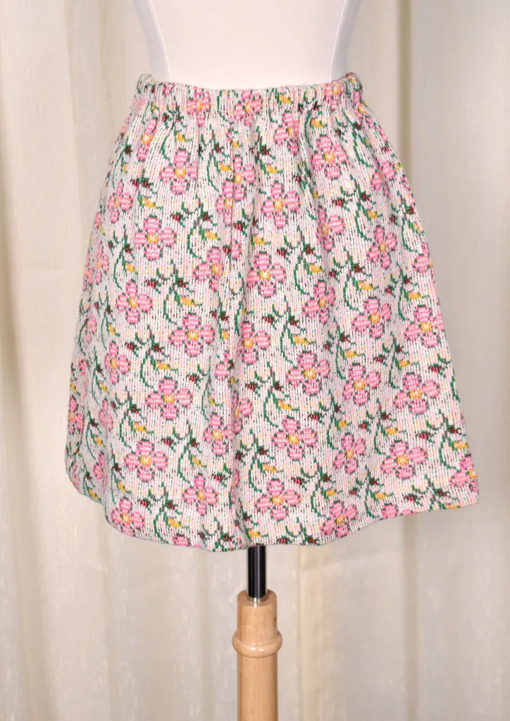 1960s Neon Pink Floral Knit Set