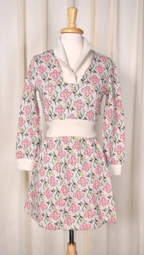 1960s Neon Pink Floral Knit Set