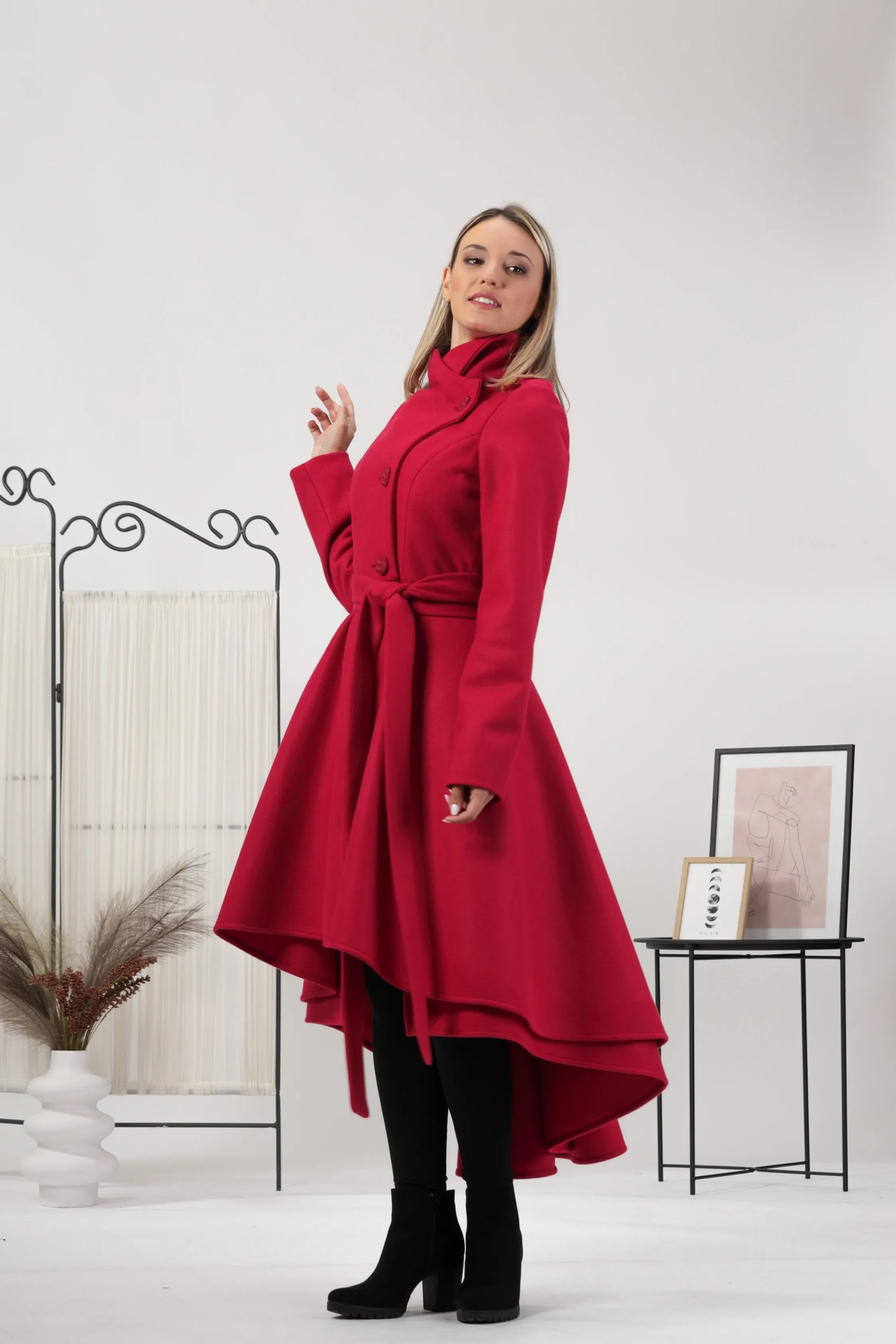 A-Line Layered Wool Coat