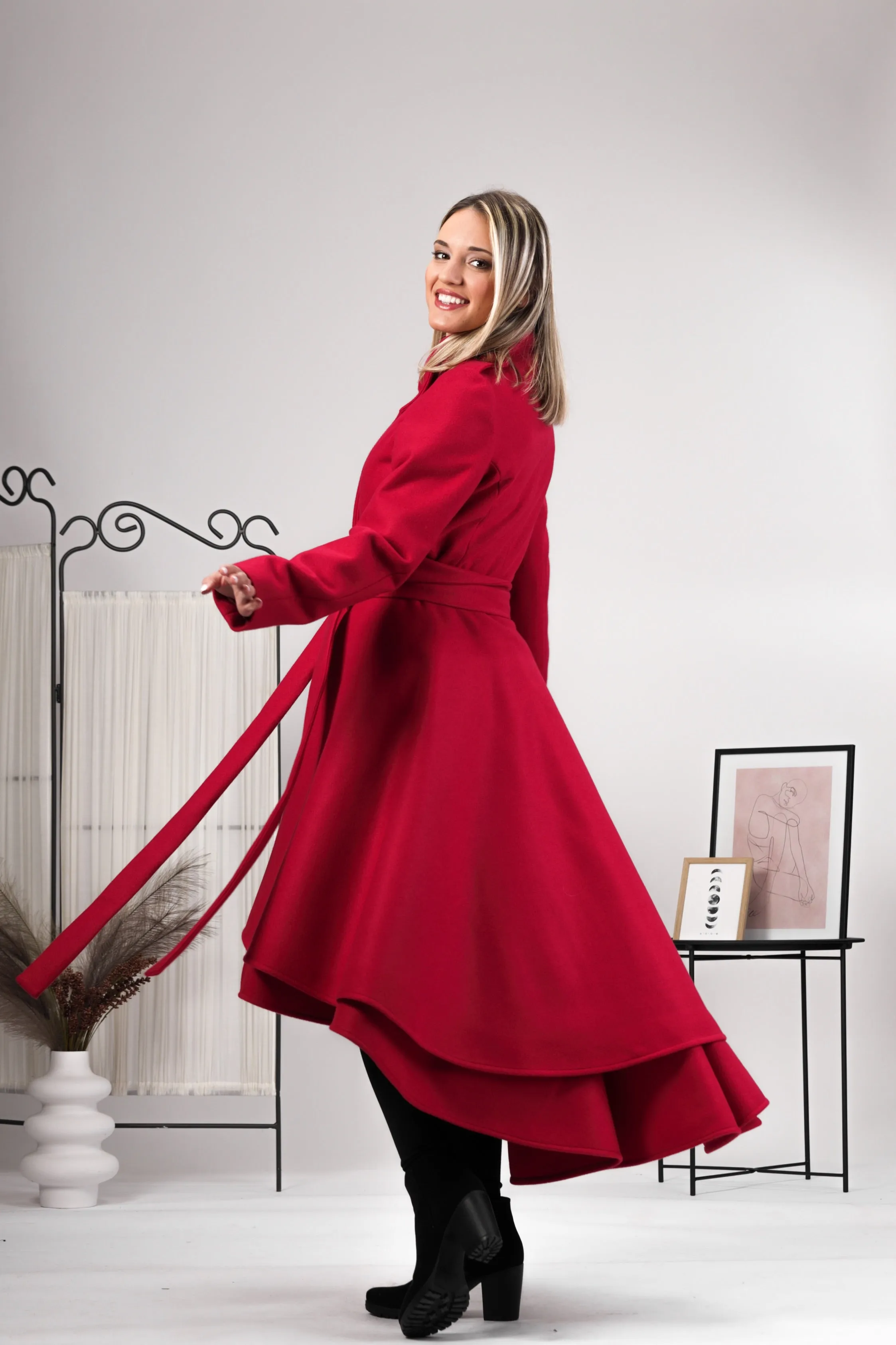 A-Line Layered Wool Coat