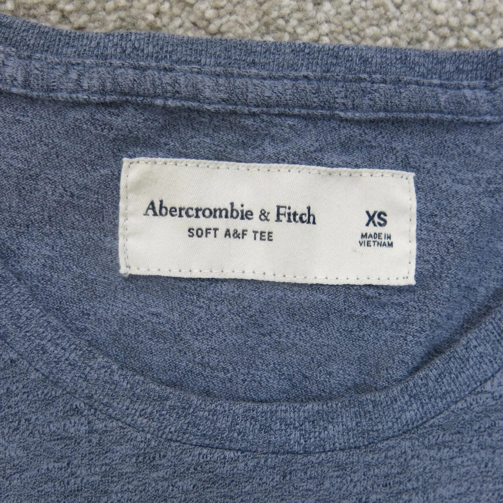 Abercrombie & Fitch Shirt Mens X Small Blue Long Sleeve Spell Out Crew Neck Logo