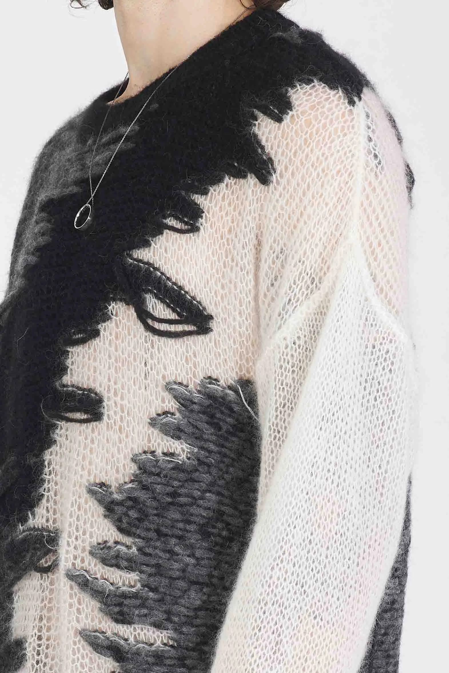 Alpaca and Mohair Sweater Black White