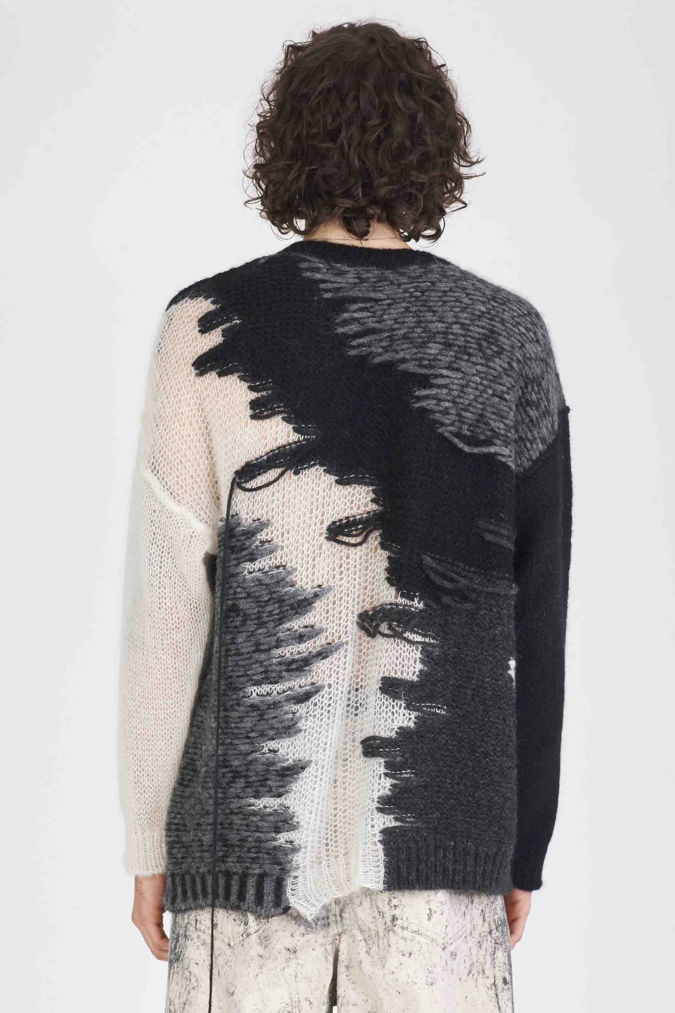 Alpaca and Mohair Sweater Black White