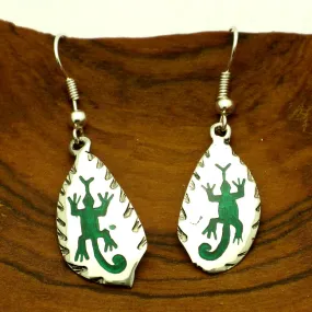 Alpaca Silver and Resin Earrings Lizard Artisana