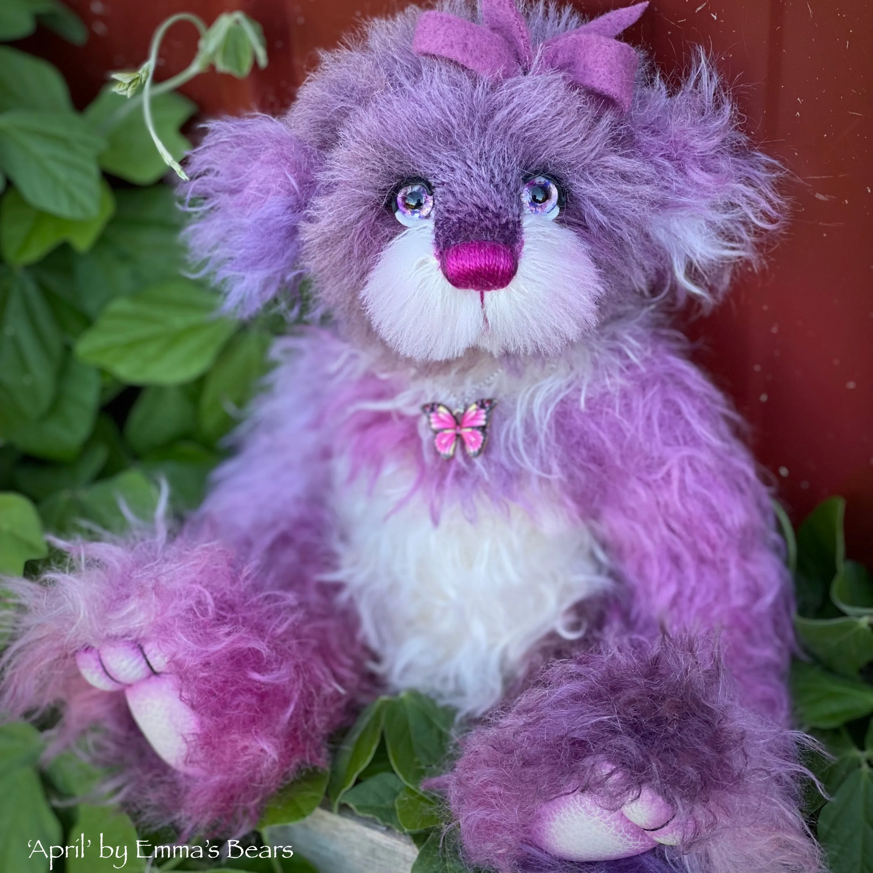 April - 11" Hand-Dyed mohair and alpaca bear by Emma's Bears - OOAK