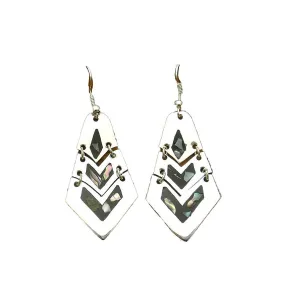 Articulated Mother of Pearl Inlay Alpaca Silver Earrings Artisana