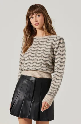 AST Jaylani Wavy Striped Sweater In Grey Taupe