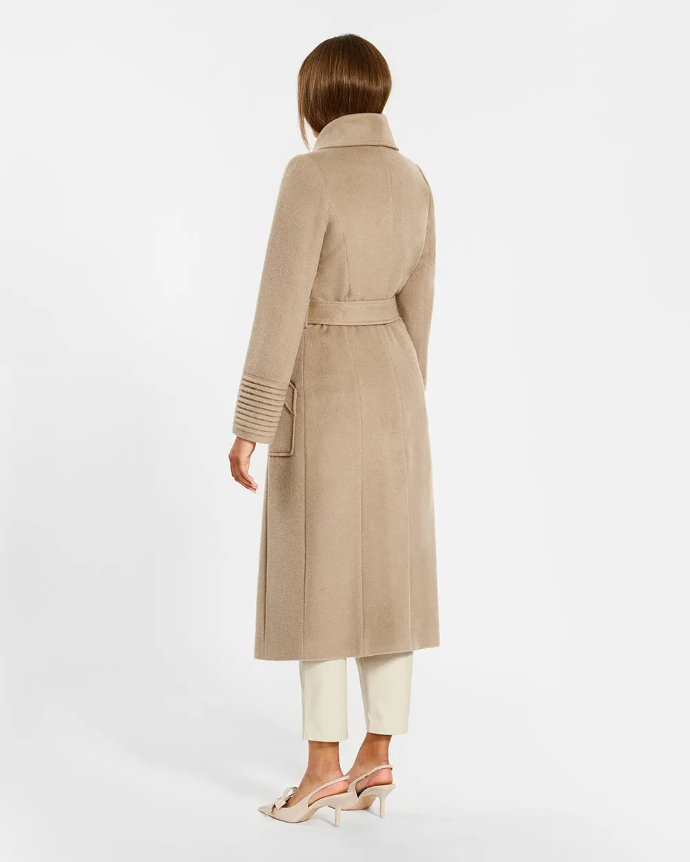 Baby Alpaca Long Wide Collar Wrap Coat