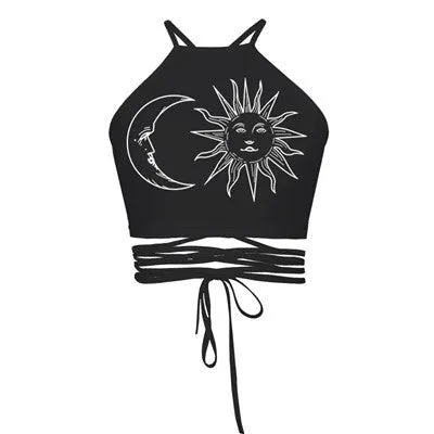 Backless Cut Out Sexy Cropped Top  Wrap Tie Waist