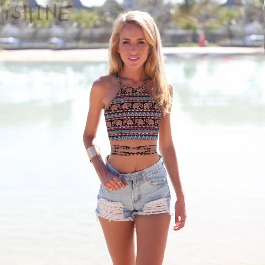 Backless Cut Out Sexy Cropped Top  Wrap Tie Waist