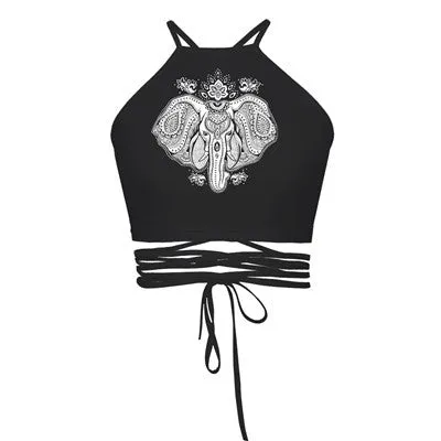 Backless Cut Out Sexy Cropped Top  Wrap Tie Waist