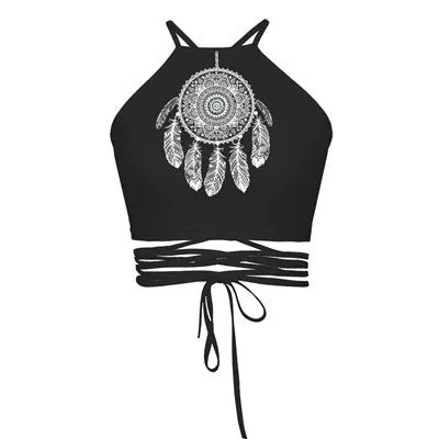 Backless Cut Out Sexy Cropped Top  Wrap Tie Waist