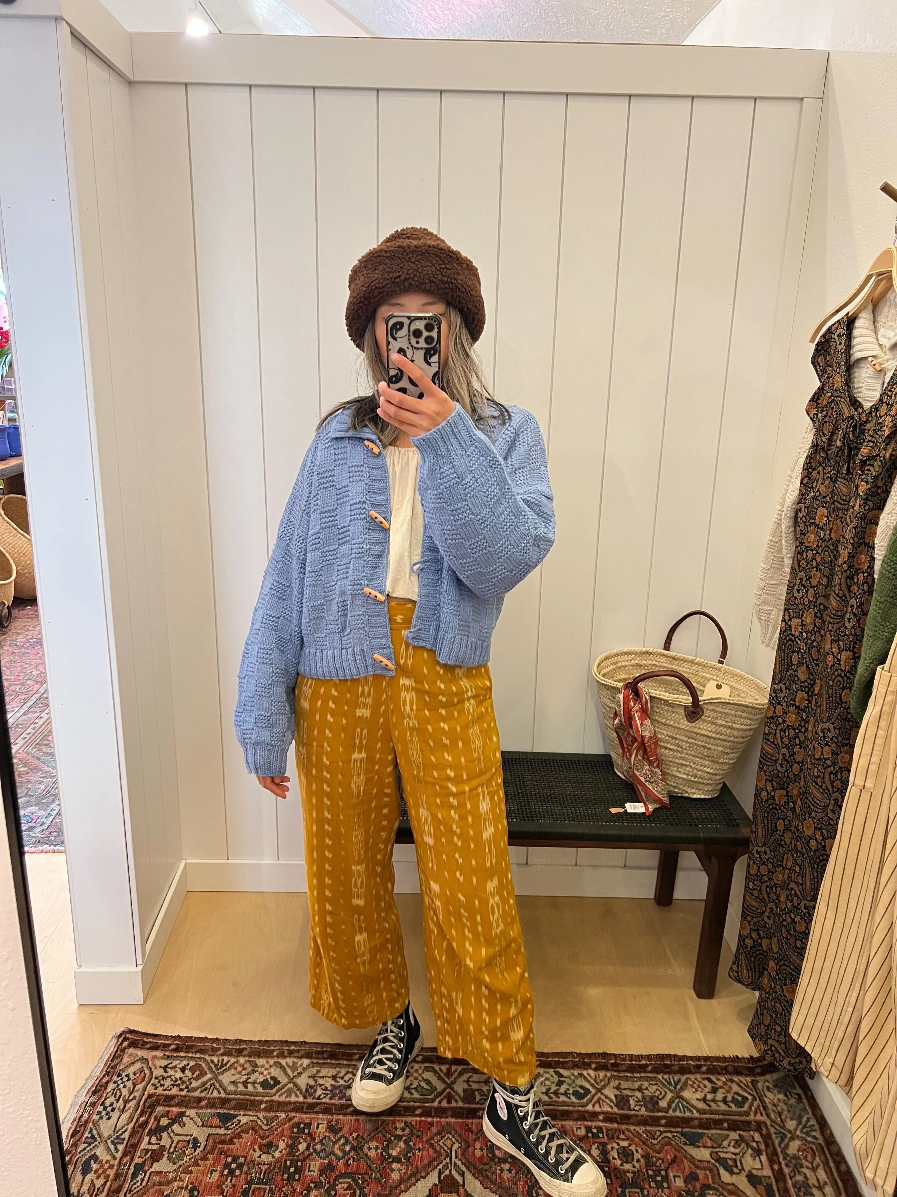 Basket Weave Cardigan - Sky