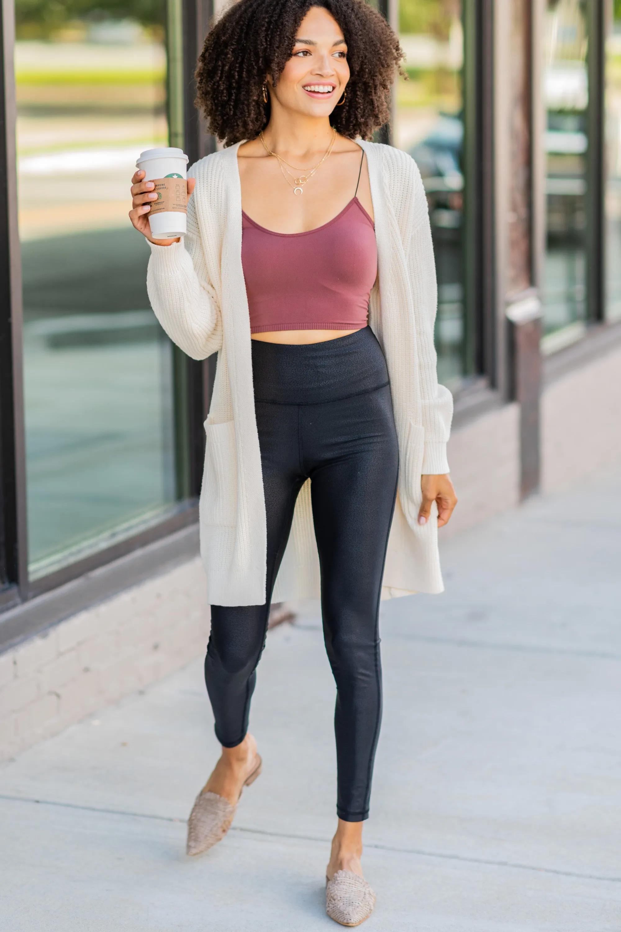 Been Here Waiting Oatmeal White Long Cardigan