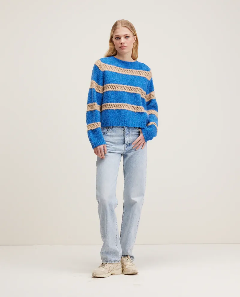 Bellerose Roft Sea Stripe Crew Knit - UK8