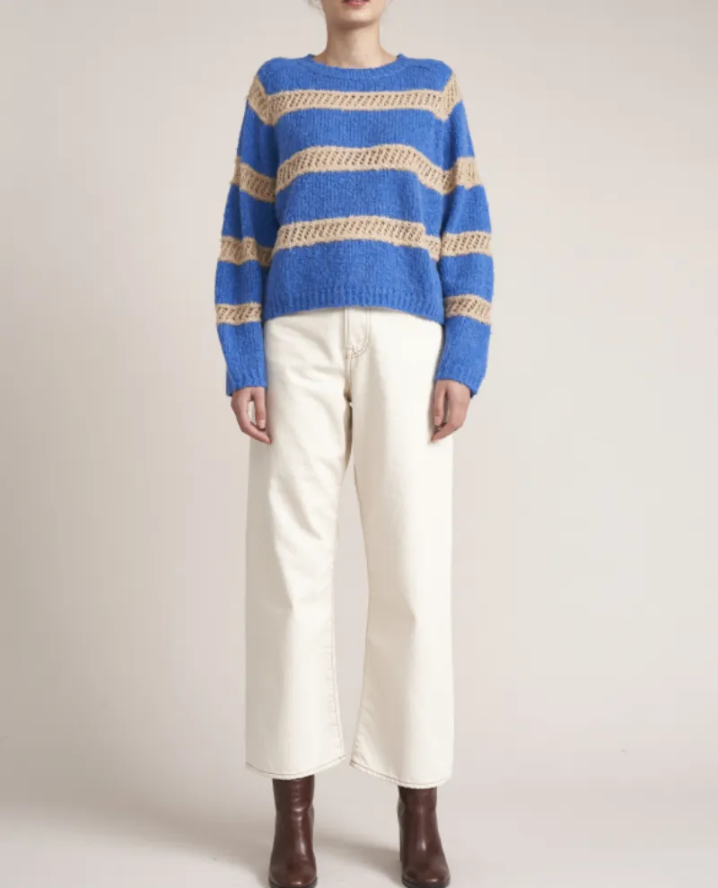 Bellerose Roft Sea Stripe Crew Knit - UK8