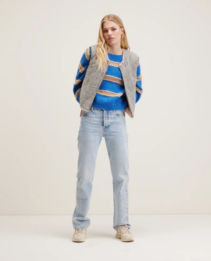 Bellerose Roft Sea Stripe Crew Knit - UK8