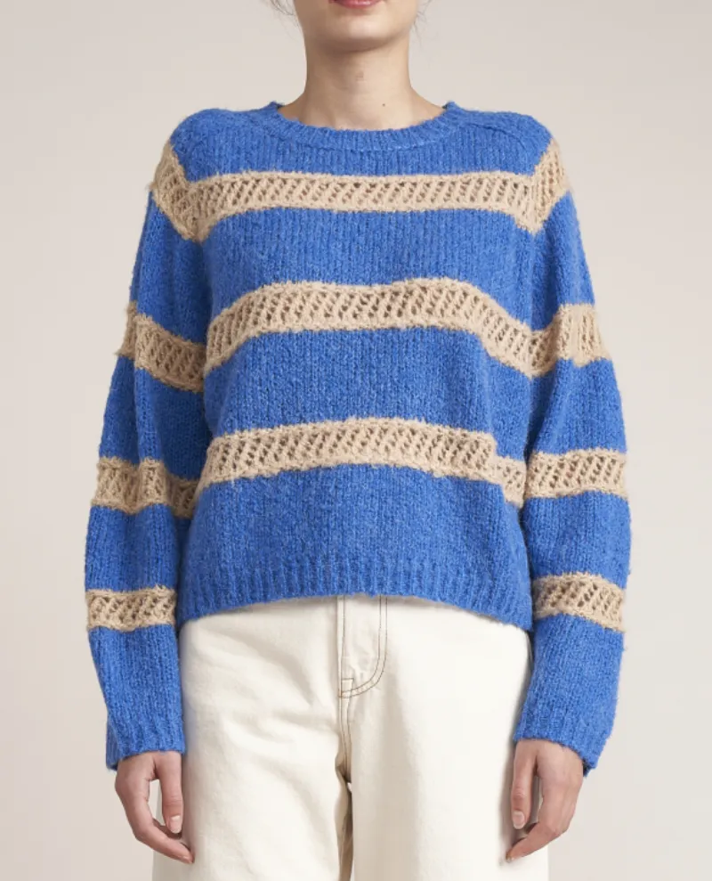 Bellerose Roft Sea Stripe Crew Knit - UK8