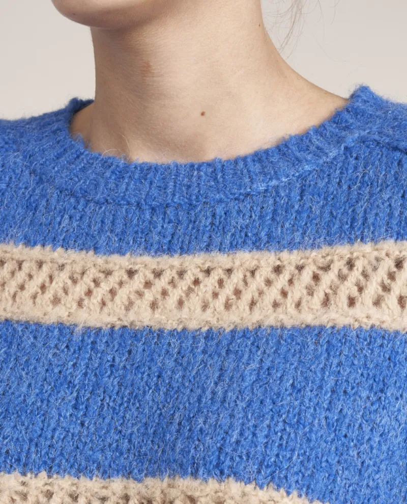 Bellerose Roft Sea Stripe Crew Knit - UK8