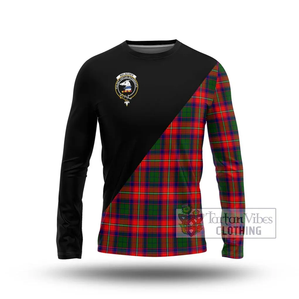 Belsches Tartan Long Sleeve T-Shirt with Family Crest and Military Logo Style