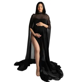 Black Mesh Maternity Gown