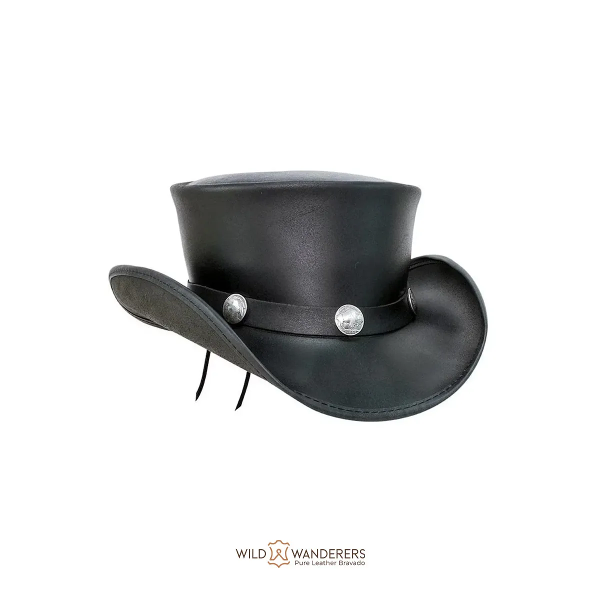 Black Smokey Shaded Leather Top Hat