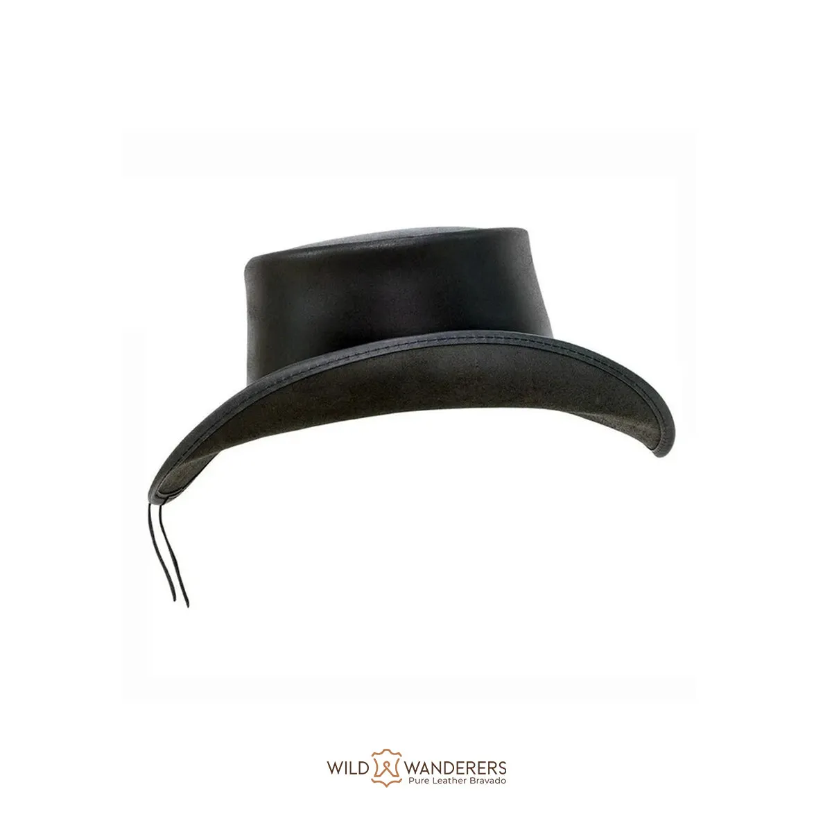 Black Smokey Shaded Leather Top Hat