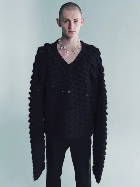 Black Wool Fraville V-Neck