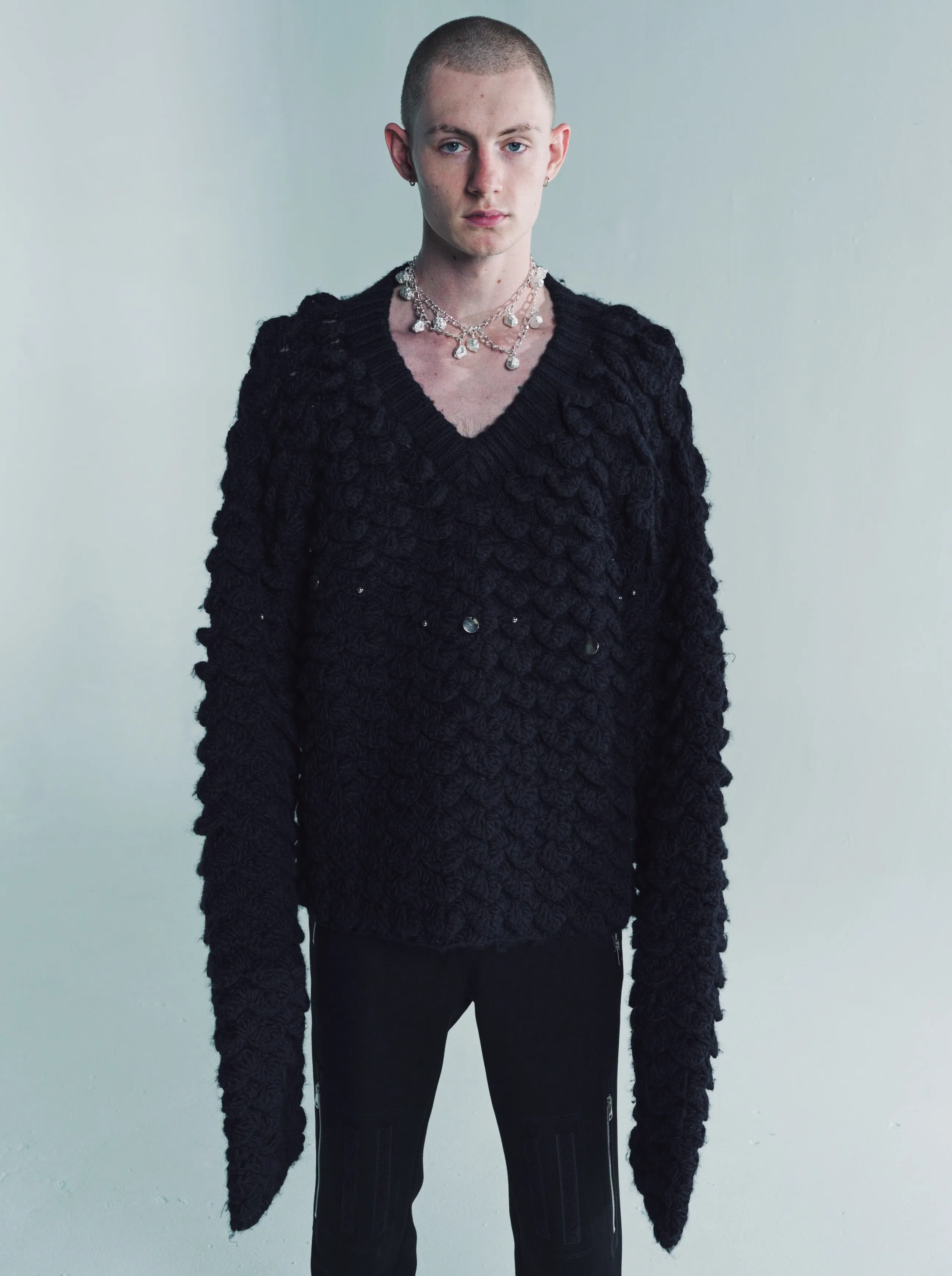Black Wool Fraville V-Neck