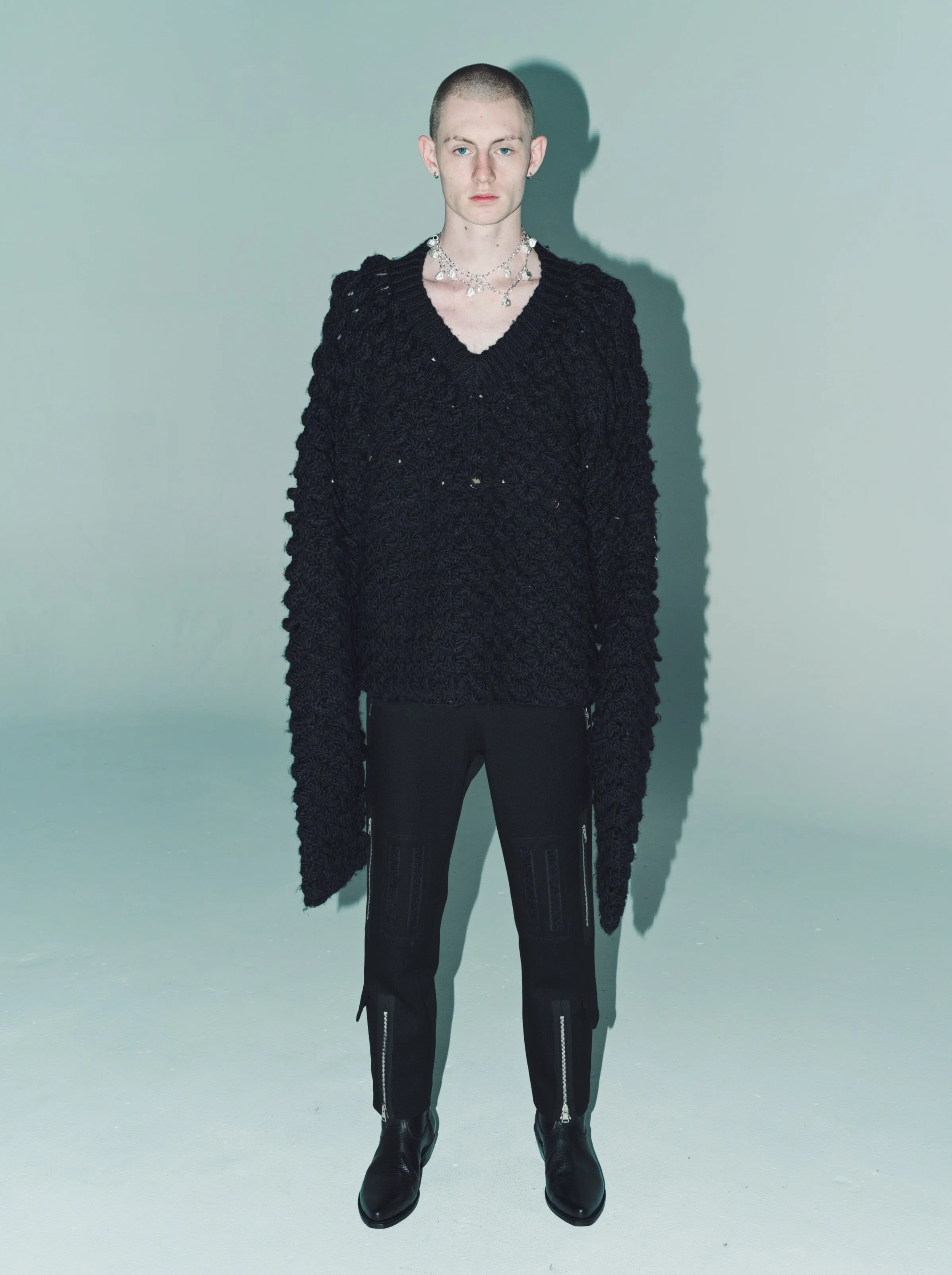 Black Wool Fraville V-Neck