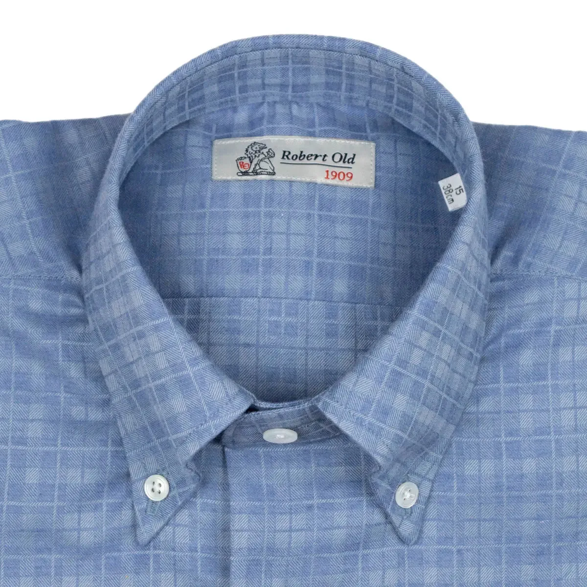 Blue Twill Check Flanello Junior Cotton Long Sleeve Shirt