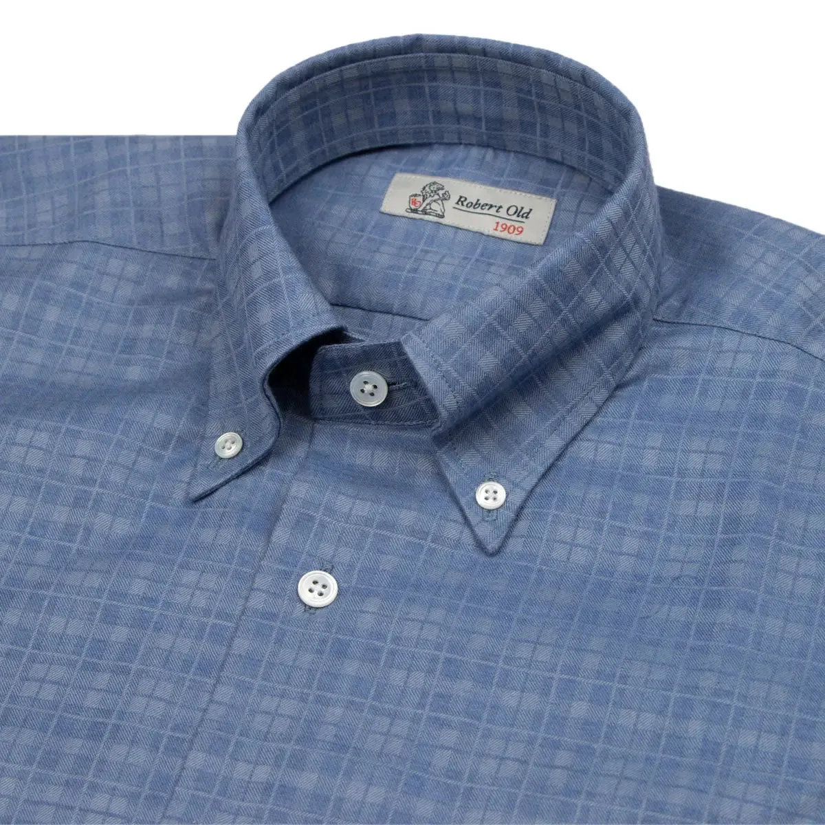 Blue Twill Check Flanello Junior Cotton Long Sleeve Shirt