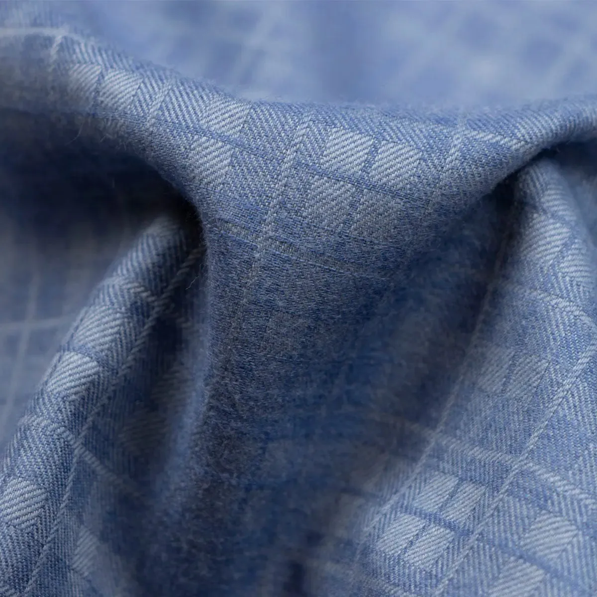 Blue Twill Check Flanello Junior Cotton Long Sleeve Shirt