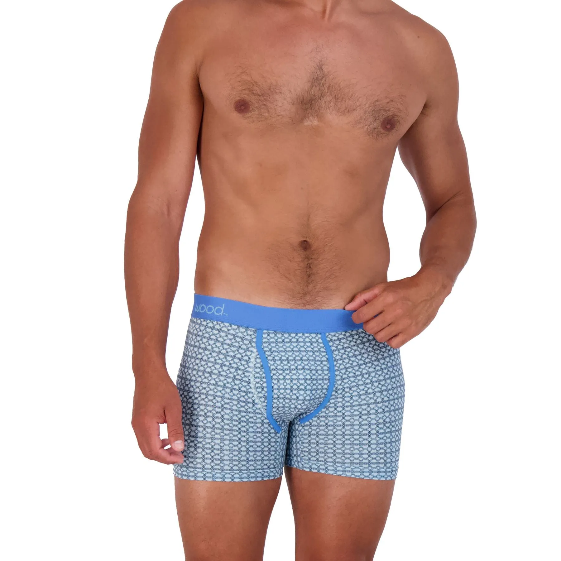 Boxer Brief w/ Fly in Steel Blue Rings by Wood Underwear