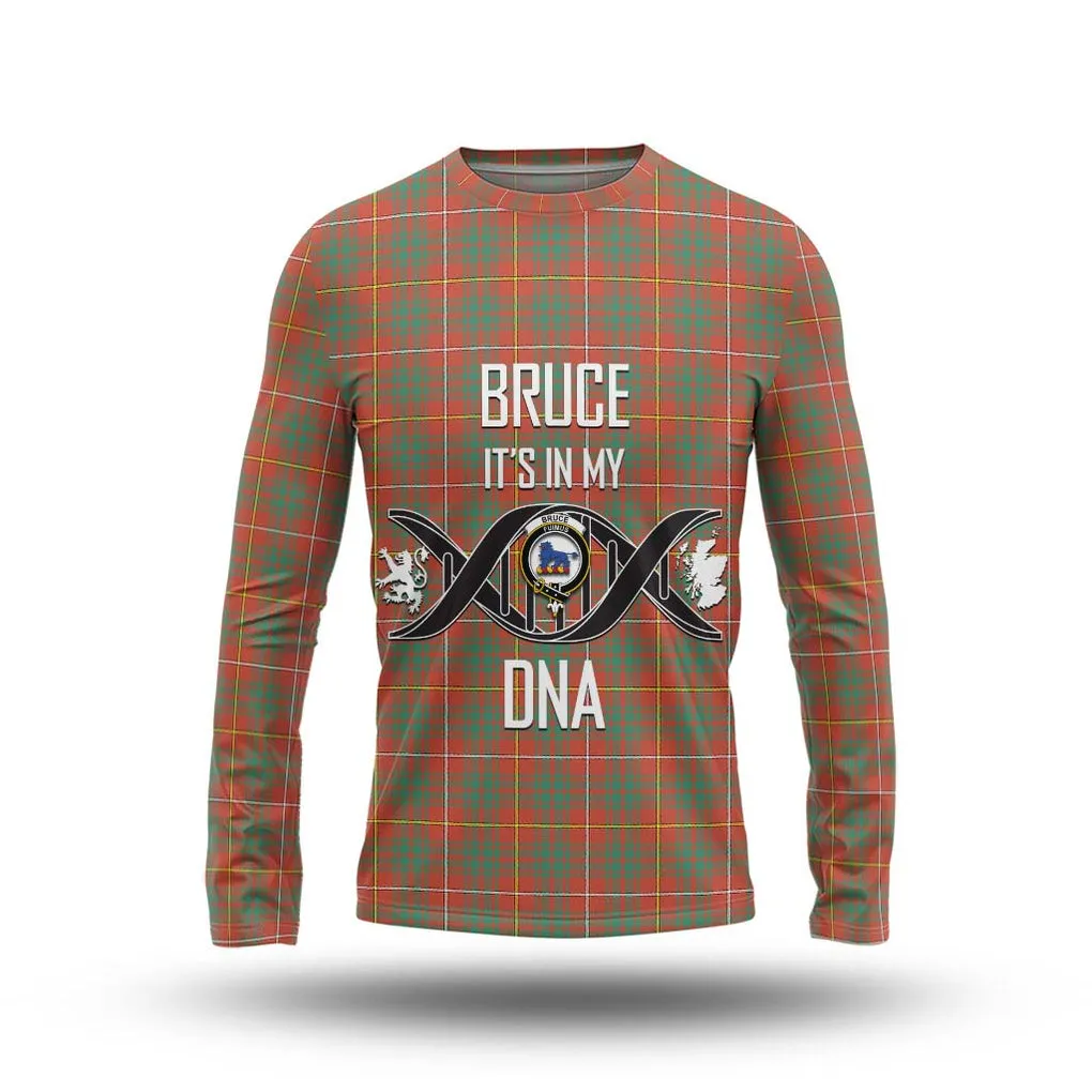 Bruce Ancient Tartan Long Sleeve T-Shirt with Family Crest DNA In Me Style