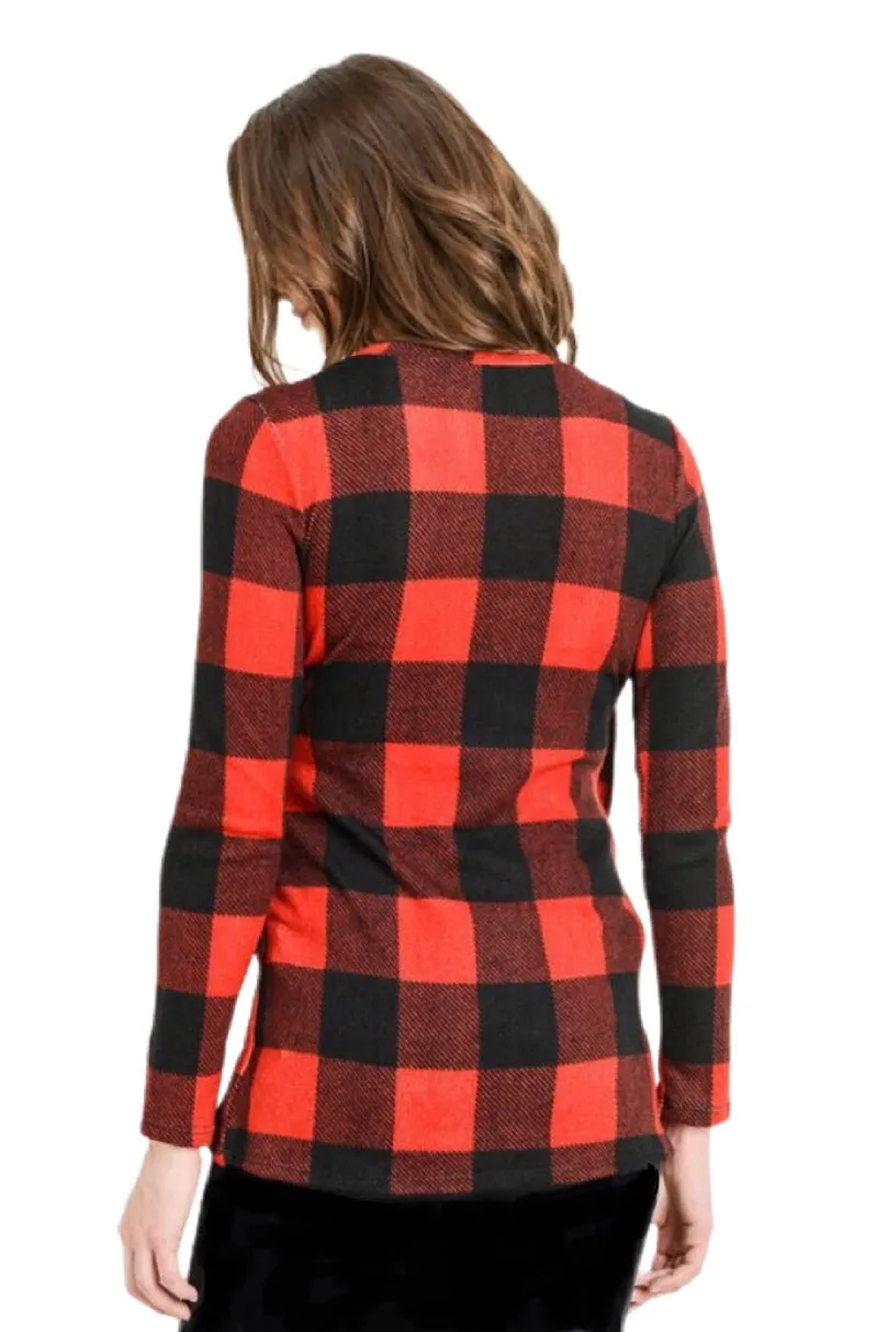 Buffalo Plaid Maternity Nursing Top Style 1846