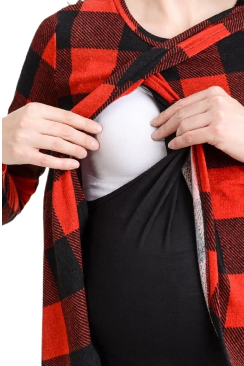 Buffalo Plaid Maternity Nursing Top Style 1846