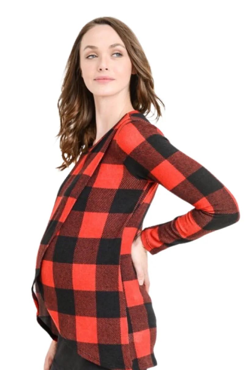 Buffalo Plaid Maternity Nursing Top Style 1846