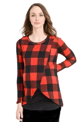 Buffalo Plaid Maternity Nursing Top Style 1846