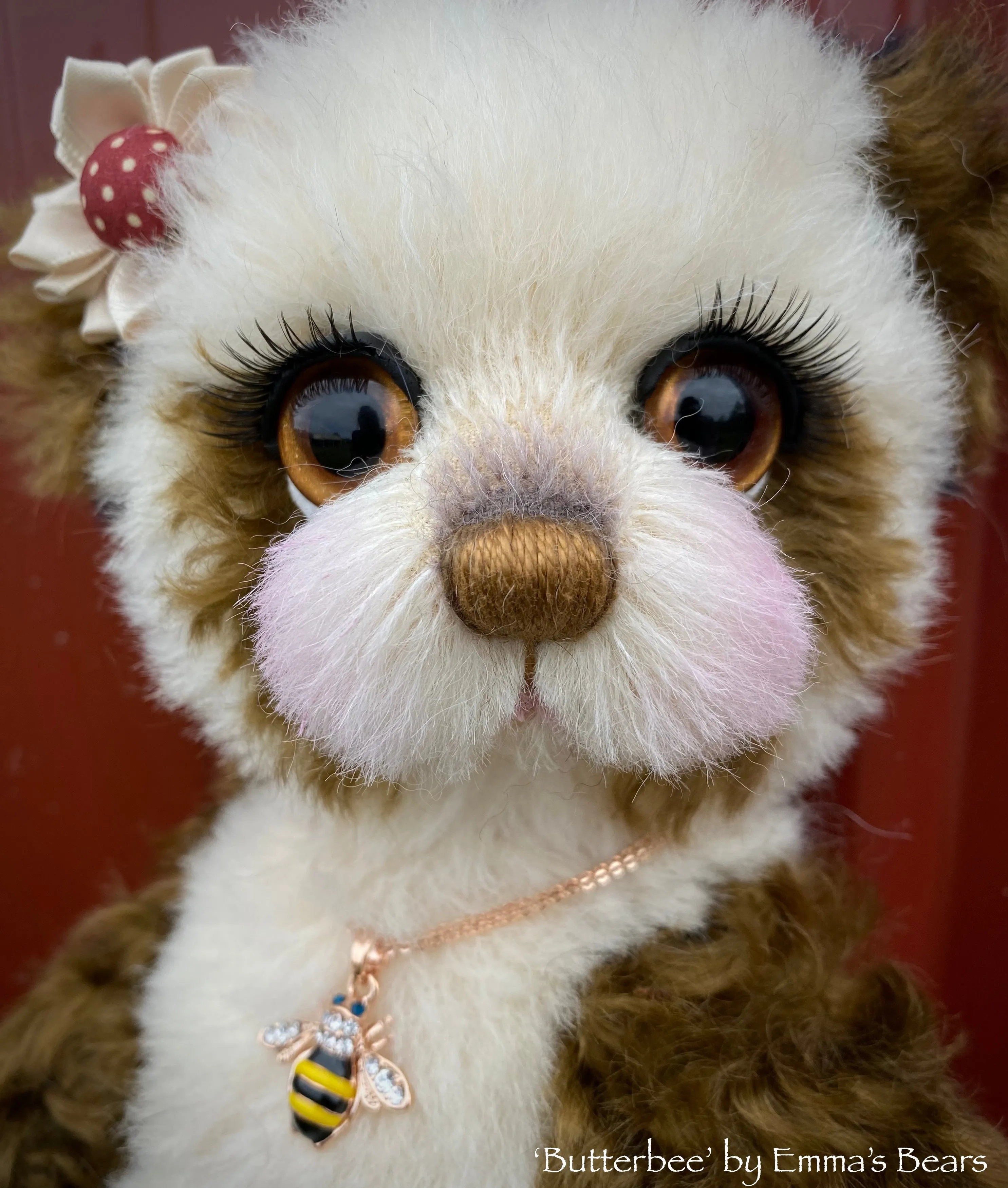 Butterbee - 12" curly kid mohair artist panda bear by Emma's Bears  - OOAK