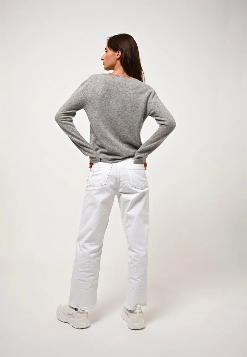 Cardigan Col V Chalais - Nuage Chiné - 100% Cachemire 2 Fils - Femme