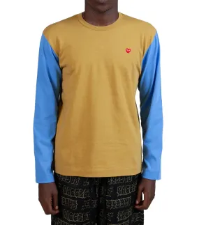 CdG PLAY Bi-Color Long Sleeve T-Shirt Olive