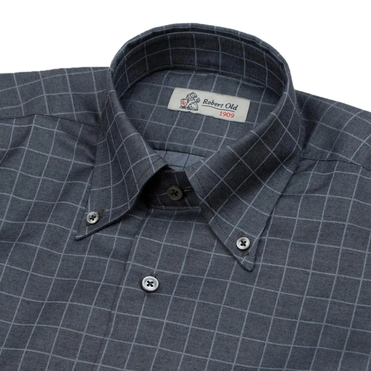 Charcoal Check Flanello Junior Cotton Long Sleeve Shirt