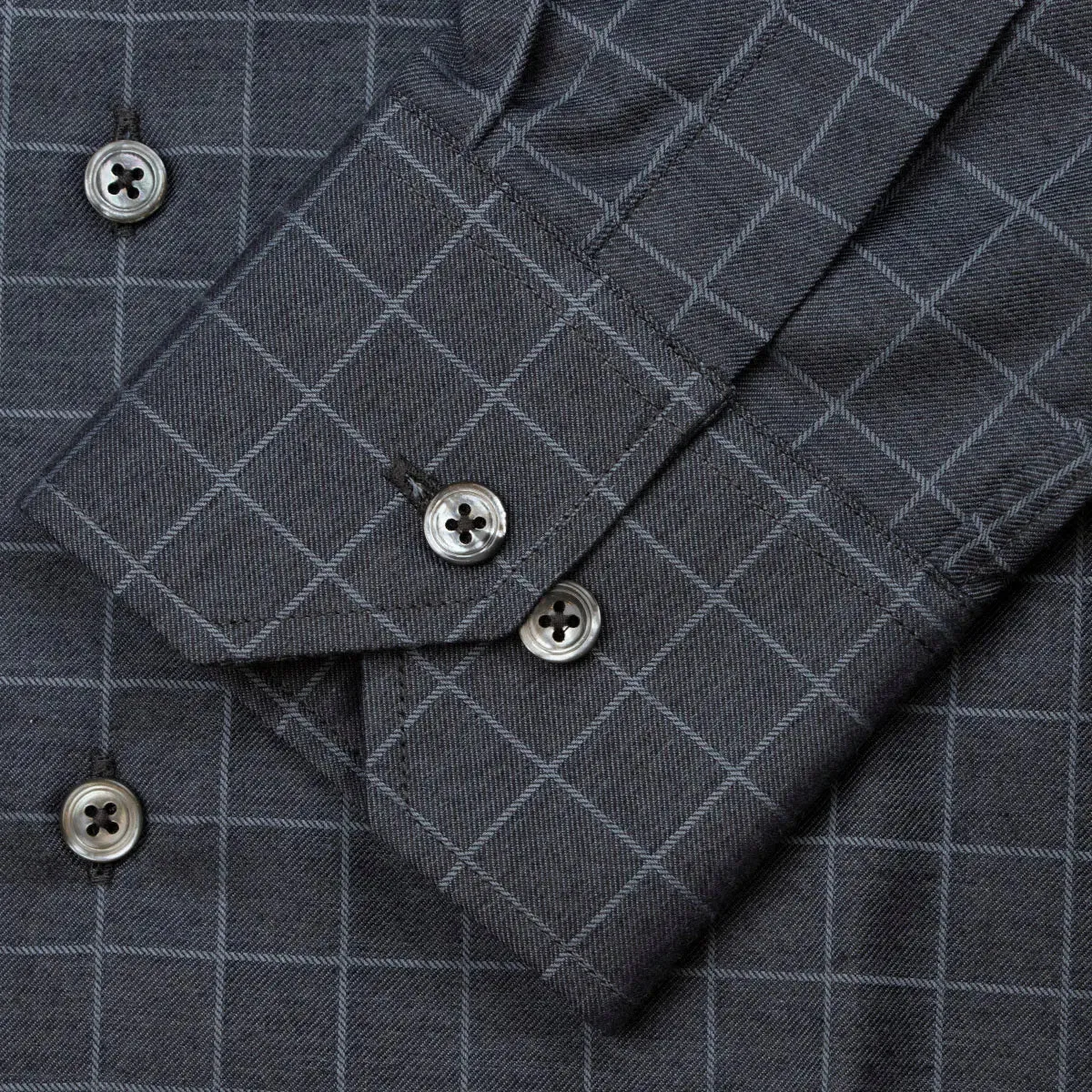Charcoal Check Flanello Junior Cotton Long Sleeve Shirt