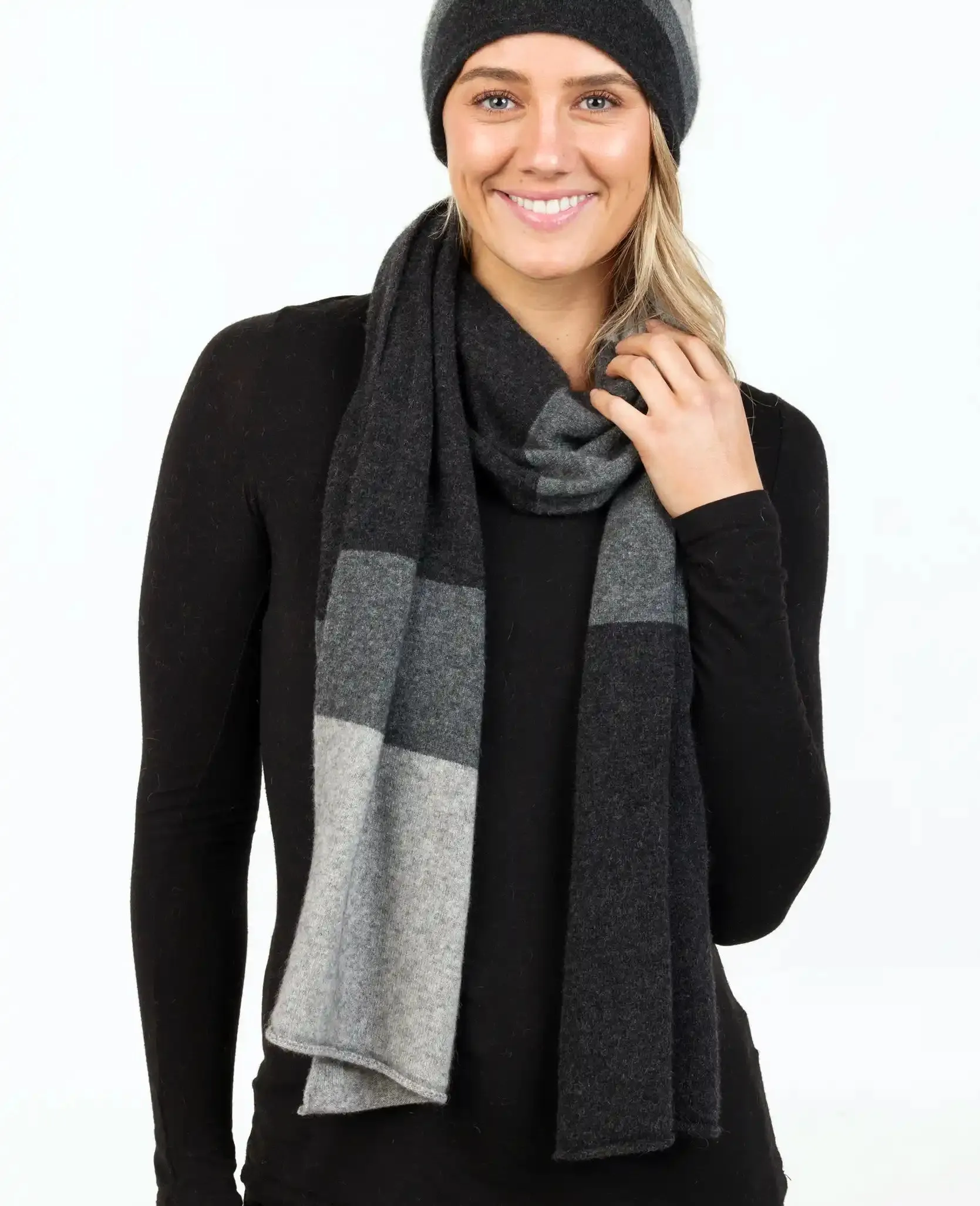 Charcoal Stripe Travel Scarf - NX824