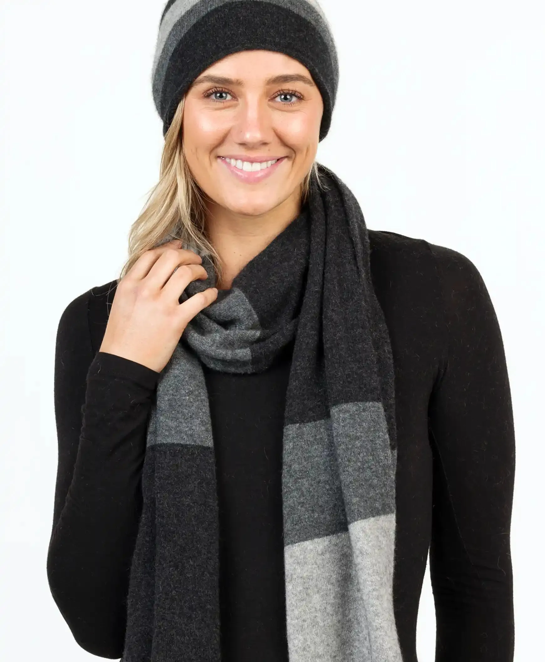 Charcoal Stripe Travel Scarf - NX824