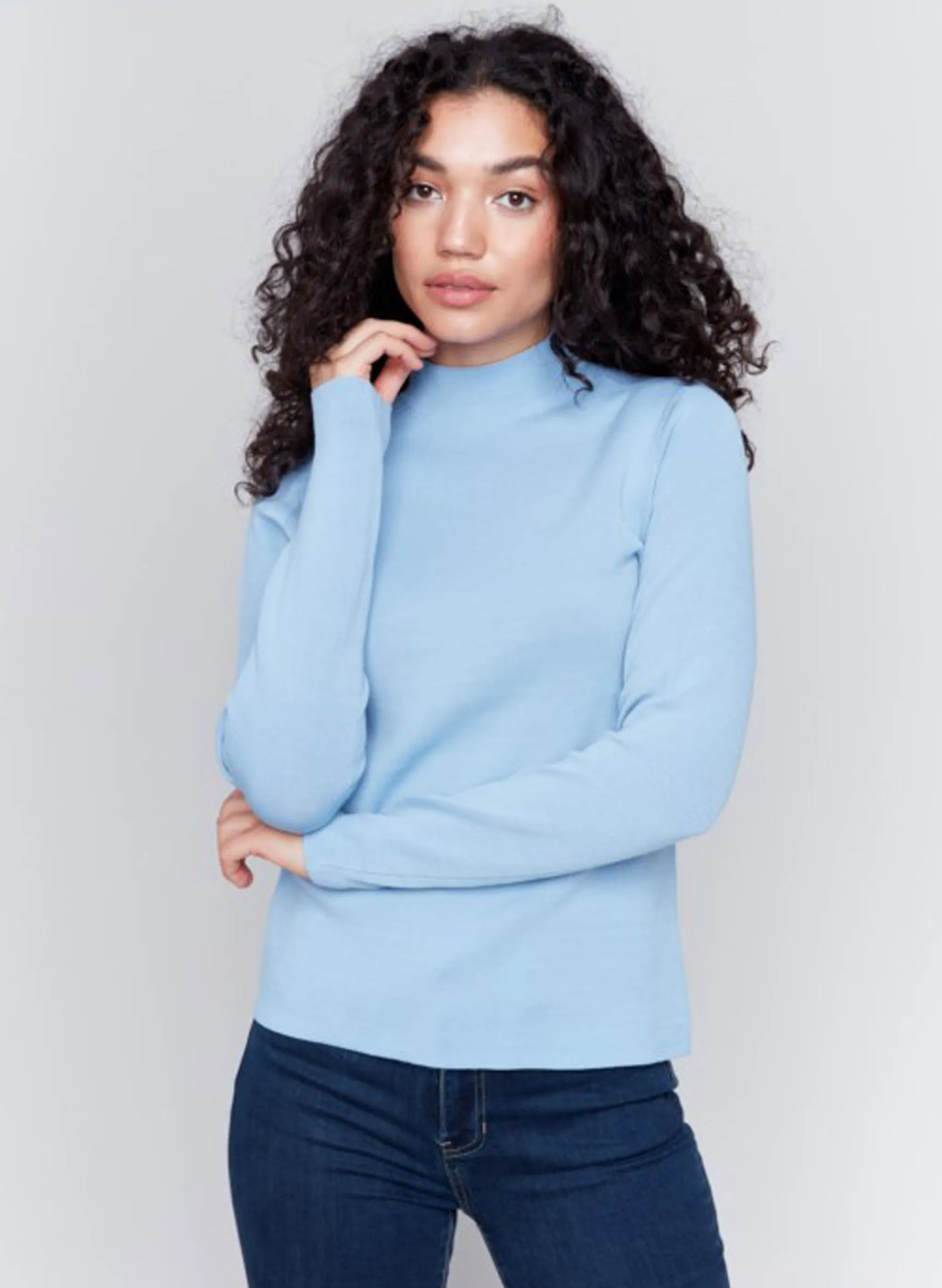 Charlie B - Reversible Mock-Neck Sweater - H-Frost